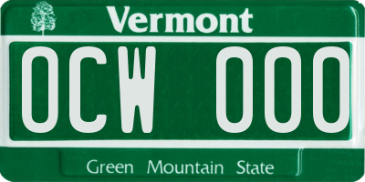 VT license plate OCW000