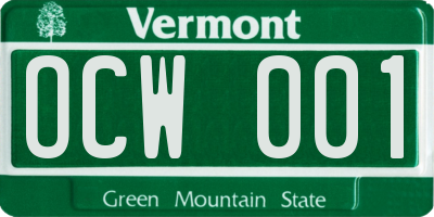 VT license plate OCW001