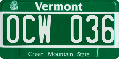 VT license plate OCW036
