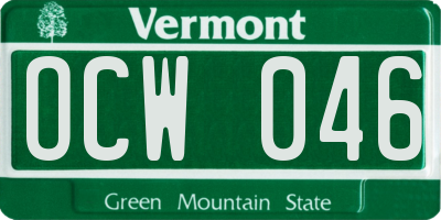 VT license plate OCW046