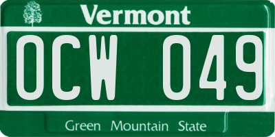 VT license plate OCW049