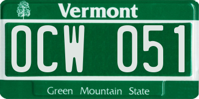 VT license plate OCW051