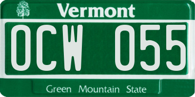 VT license plate OCW055