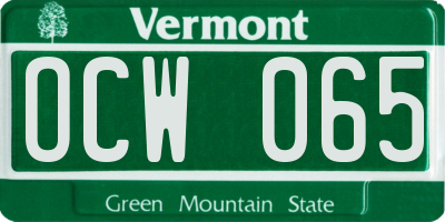VT license plate OCW065
