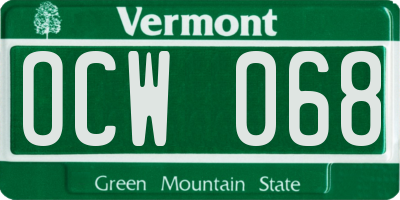 VT license plate OCW068