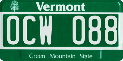 VT license plate OCW088