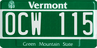 VT license plate OCW115