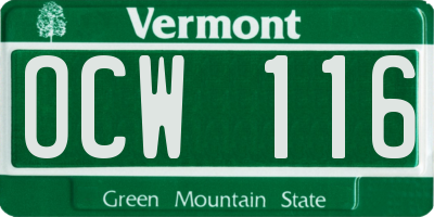 VT license plate OCW116