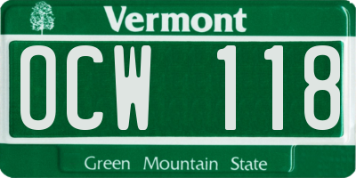 VT license plate OCW118