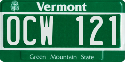 VT license plate OCW121
