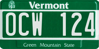 VT license plate OCW124
