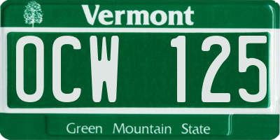 VT license plate OCW125