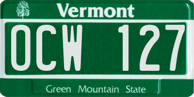 VT license plate OCW127
