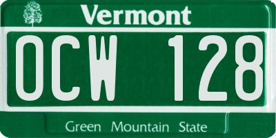 VT license plate OCW128