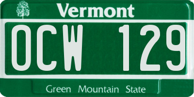 VT license plate OCW129