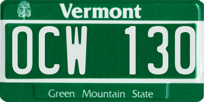 VT license plate OCW130