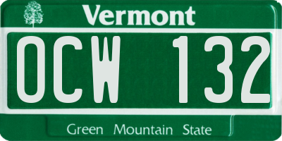 VT license plate OCW132