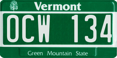 VT license plate OCW134