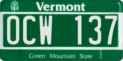 VT license plate OCW137