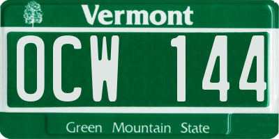 VT license plate OCW144