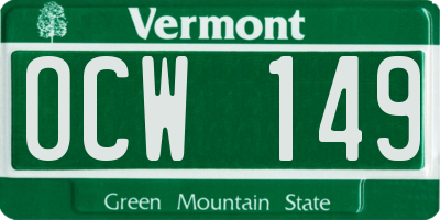 VT license plate OCW149