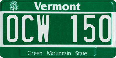 VT license plate OCW150