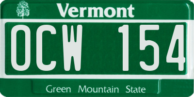VT license plate OCW154