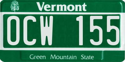 VT license plate OCW155