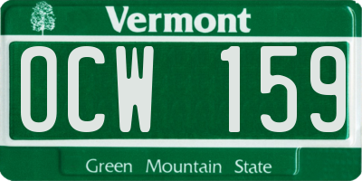 VT license plate OCW159