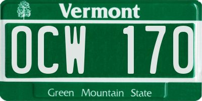 VT license plate OCW170