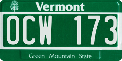 VT license plate OCW173