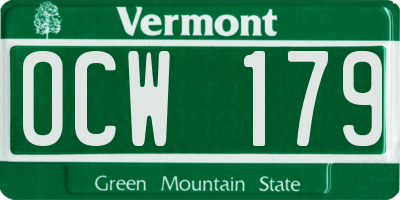 VT license plate OCW179