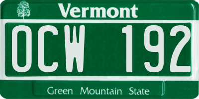 VT license plate OCW192