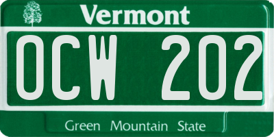 VT license plate OCW202