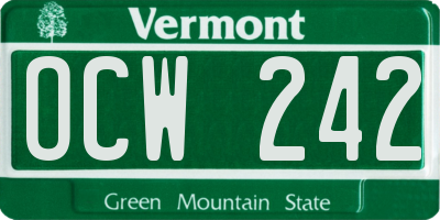 VT license plate OCW242