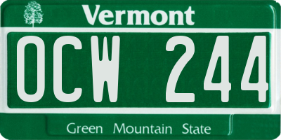 VT license plate OCW244