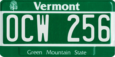 VT license plate OCW256