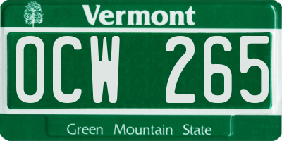 VT license plate OCW265
