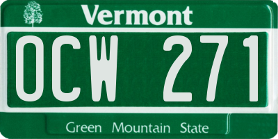 VT license plate OCW271