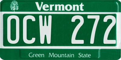 VT license plate OCW272