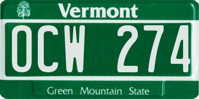 VT license plate OCW274