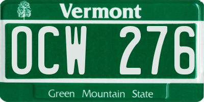 VT license plate OCW276