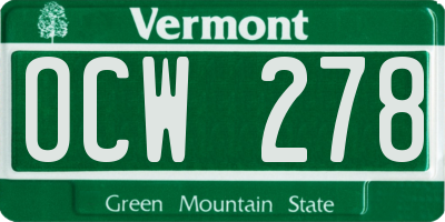 VT license plate OCW278