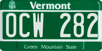 VT license plate OCW282