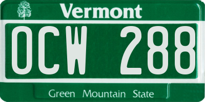 VT license plate OCW288