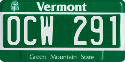 VT license plate OCW291