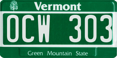VT license plate OCW303