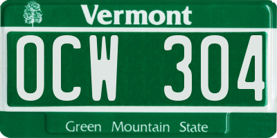 VT license plate OCW304