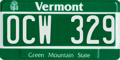 VT license plate OCW329