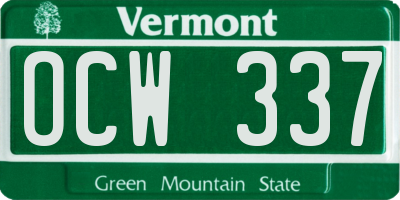 VT license plate OCW337